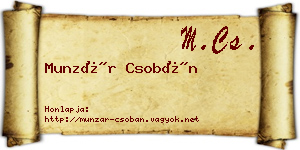 Munzár Csobán névjegykártya